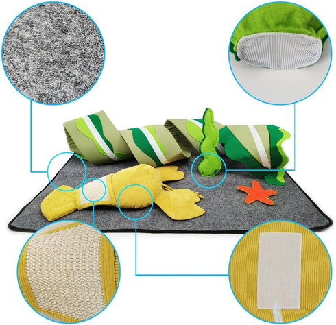 Monomoon Sea-Themed Cat Play Mat - Flexible and Fun Cat Activity Mat - Flexible and Fun for Your Feline Friend - A