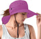 Rosoz Ponytail Sun Bucket Hats for Women - UV Protection Foldable Mesh Wide Brim for Hiking Beach Fishing