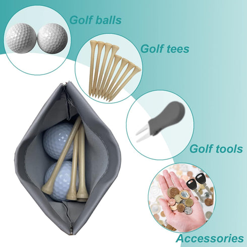 Golf Tee Pouch Bag | Zipper Golf Ball Bag & Accessory Pouch for Men