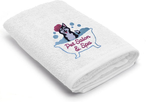 DAN RIVER 100% Cotton Dog Bath Towel, Ultra Soft 450 GSM, Quick Drying, 20x40 inches, White