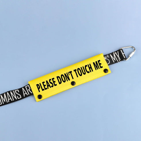 Funny Dog Leash Sleeve, Please Don't Touch Me Wrap Sleeve Alert Tag, Pet Birthday Gift (Please Don't Touch-YE Sleeve)