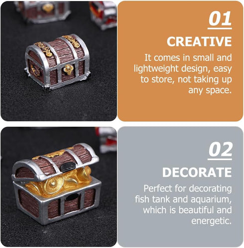 5pcs Pirate Chest Delicate Aquarium Decor Treasure Chest Decor Fish Tank Accessory Microlandscape Treasure Case Aquarium Supply Resin Craft Resin Aquarium Decor Fish Tank Landscape