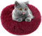 otoez Kitten Puppy Bed, Extra Small Round Dog Cat Beds, Anti-Anxiety Plush Calming Donut Bed, Washable (15.7", Dark Red)