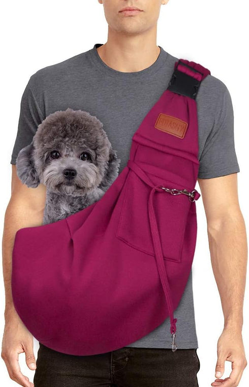FDJASGY Small Dog Sling Cat Carrier, Adjustable Hands-Free Reversible Travel Bag for Outdoor