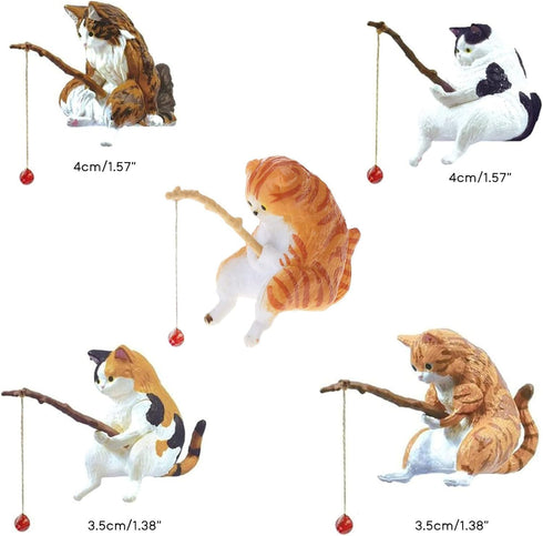 Black Cartoon Fishing Cat Ornaments for Fish Tank Landscaping, Aquarium Accessories, Home Office Decorations, Thematic