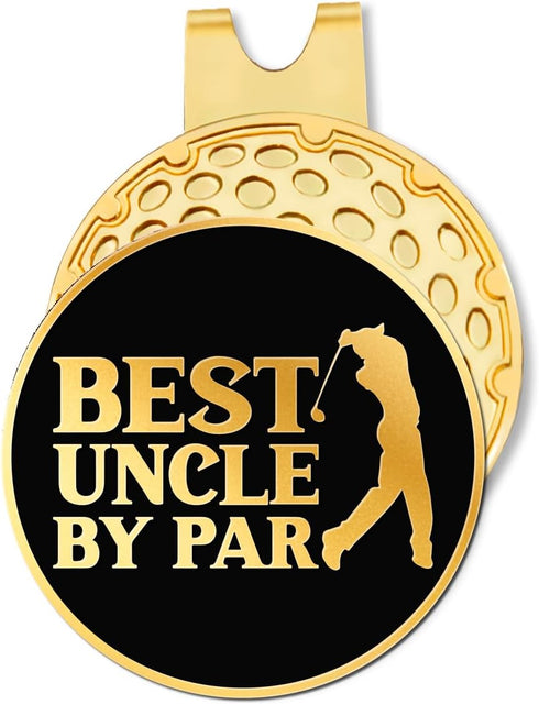 Hafhue Best Uncle by Par Black Gold Golf Ball Marker with Magnetic Hat Clip, Funny Golf Gifts for Uncle, Birthday