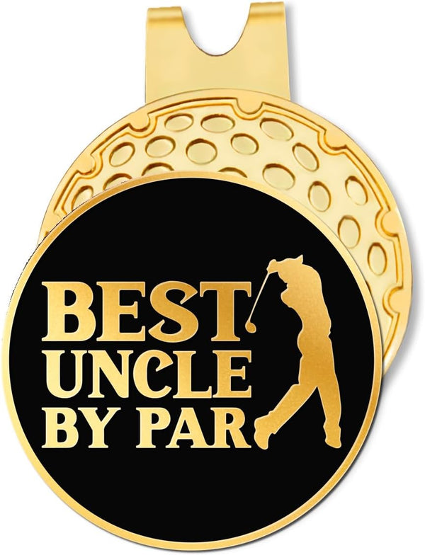 Hafhue Best Uncle by Par Black Gold Golf Ball Marker with Magnetic Hat Clip, Funny Golf Gifts for Uncle, Birthday