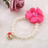 Pet Pearl Flower Necklace, Princess Collar Accessories for Puppy Decoration (Rose Red)