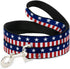 Buckle-Down Dog Leash - Americana Stars Stripes, Blue White Red, 6 Feet Long, 1.5 Inch Wide