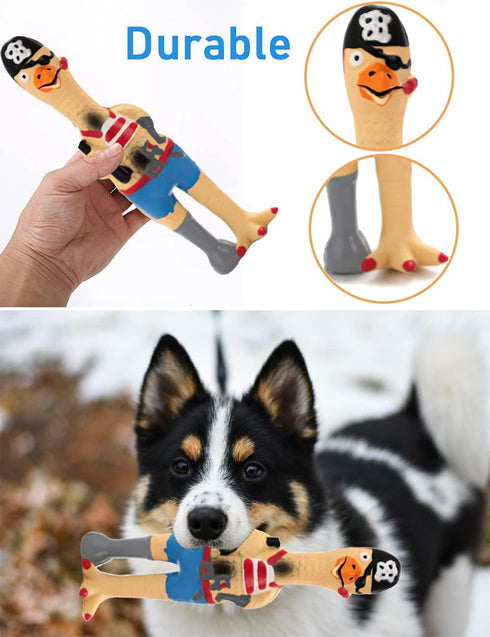 2 Pack Screaming Rubber Chicken Dog Squeaky Toy, Latex Chew Molar Dog Toy (Pirate)