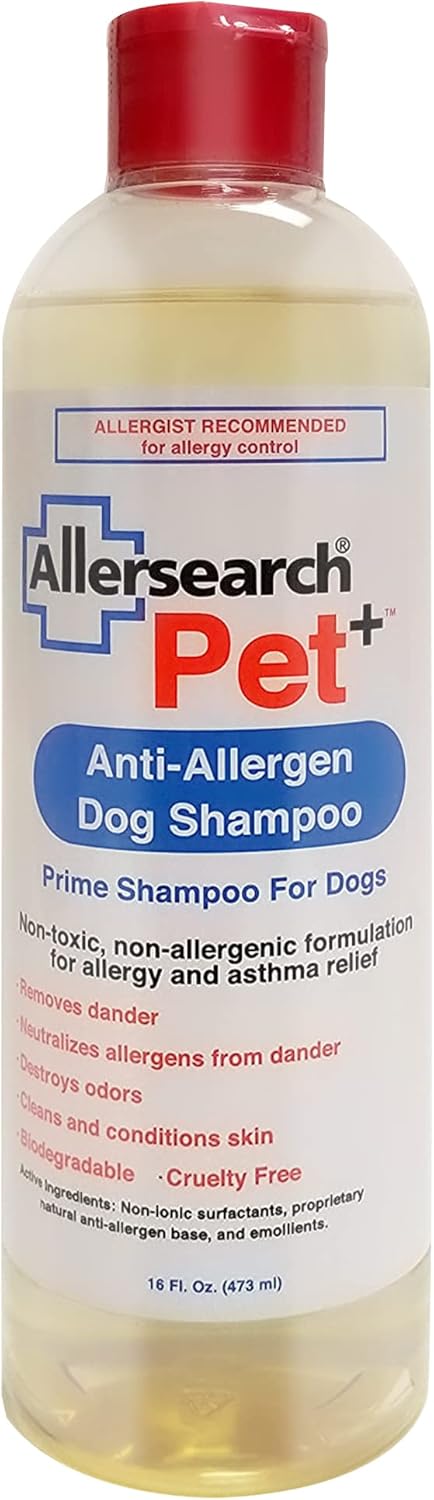 Allersearch Pet+ Anti-Allergen Dog Shampoo 16 Oz for Sensitive Skin