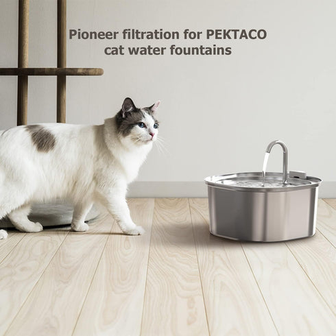 3.2L/108oz 6 Pack 6 PEKTACO Cat Water Fountain Replacement Filters & Pre-Filter Sponges for Automatic Pet Fountain, Dog