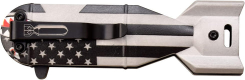 Tac-Force- Folding Knife – Black Stainless Steel Drop Point Blade, Black and Silver U.S.A.A. Flag Bomb Aluminum Handle w/Pocket Clip, Liner Lock, Tactical, EDC, Rescue - TF-1039BFG by TAC FORCE