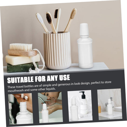 6pcs FOMIYES Portable Plastic Mouthwash Container Graduation Line for Travel Oral Cleaner Bottle for Outdoor Activities