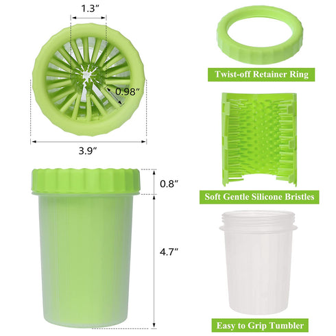 Dog Paw Cleaner - 2 In 1 Portable Silicone Pet Cleaning Brush for Dogs with Muddy Paws, Dog Foot Cleaner Large Green