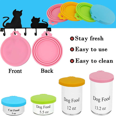 Universal BPA Free Silicone Pet Can Cover Lids for Dog and Cat Food - One Can Cap Fits Most Standard Size (4 Pack)