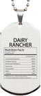 DesiDD Funny Dairy Rancher Gifts - Nutrition Facts Dog Tag Necklace for Dairy