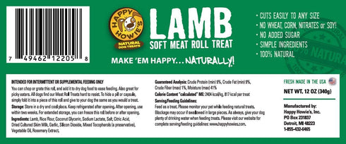 12 Oz (Pack 3) Happy Howie's Soft Meat Roll Treat - Soft Dog Food Rolls, Natural Ingredients, For All Dogs, Made In USA