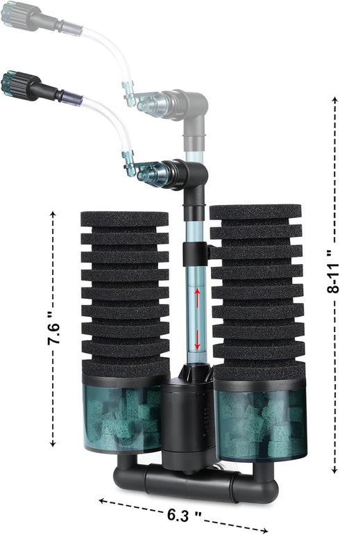 QANVEE M(15-50 Aquarium Sponge Filter Bubbler with Ultra Quiet Water Pump and Ceramic Balls for Fish Shrimp Breeding