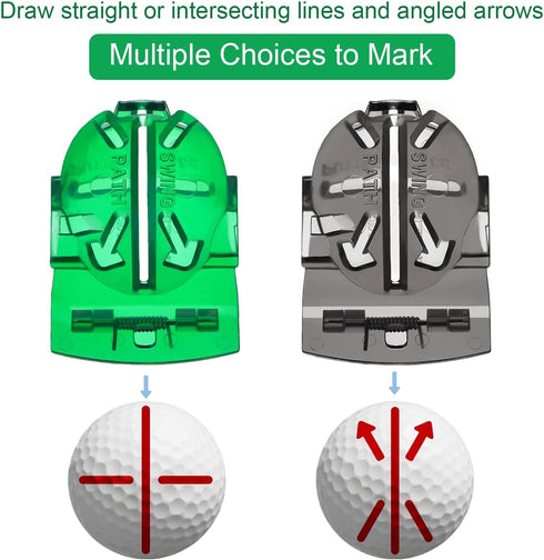 Pack Dual Golf Ball Alignment Markers - Blue/Black
