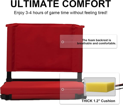 FZGhome 3 (1, 17"W 11.2"D 15.2"H) Stadium Seats with Back Support for Bleachers Portable Padded Folding Bleacher Chairs