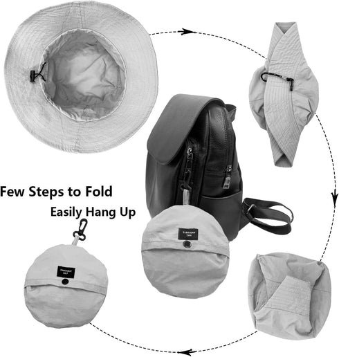 woogwin Waterproof Bucket Rain Hat - Quick Dry Packable Boonie Sun Hat with Chin Strap for UV Protection