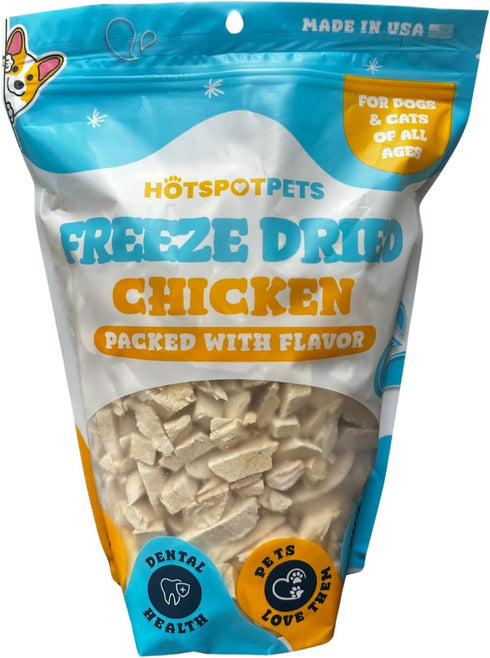 hotspot pets Freeze Dried Chicken Treats for Cats & Dogs - 1LB Resealable Bag - All Natural Grain-Free Chicken Breast