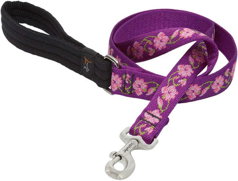 LupinePet Originals 6-Foot Padded Handle Leash for Medium and Larger Dogs, 1" Rose Garden