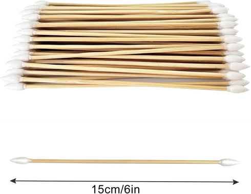 Gun Cleaning Supplies, Dual-Ends Tips Swabs, 6 Inch Long Cotton Swabs with Bamboo Sticks in Storage Case for Maintenance
