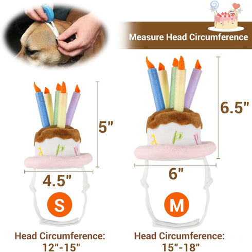 LESYPET Dog Birthday Hat, Pet Birthday Cake Hat with Candle for Dog Cat Party Costume, Pink Size S