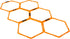 Hex Agility Rings Set of 6/12 - Speed & Agility Footwork Training Equipment for Home Gym, Kids and Adults (Orange)