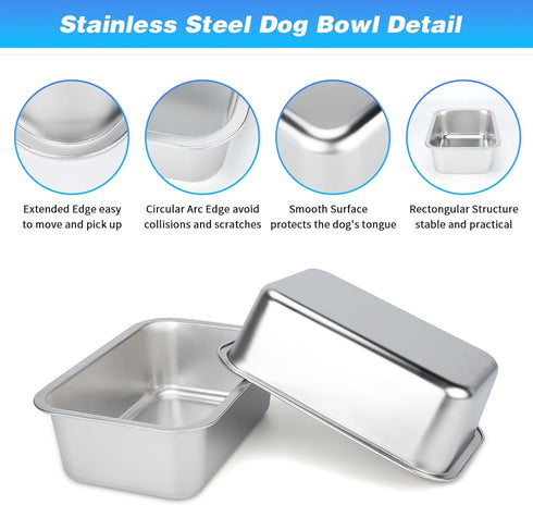 Bwogue Extra Large 2 Gallons Dog Water Bowls, High Capacity Stainless Steel Bowl for Large, X-Large Dogs, 1 Pack