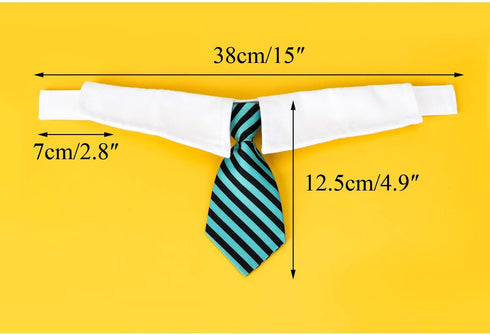 Segarty 6pcs Adjustable Dog Neck Ties, Classy Stripped Neck Tie with White Dog Collar for Small and Medium Pets