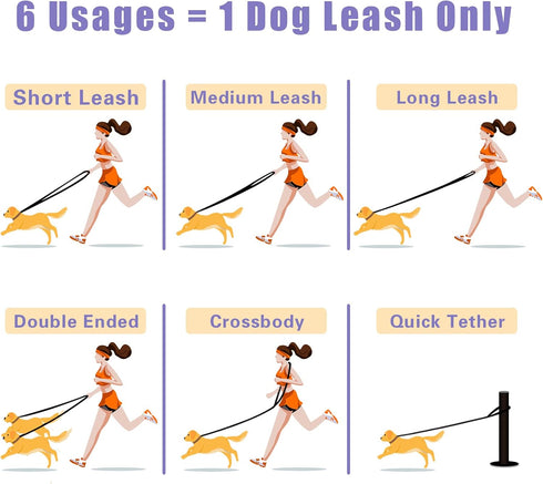 Hands Free Leather Dog Leash, 8ft Durable Genuine Leather Multi-Function Leash for Small Medium Large Breed Dogs
