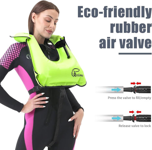 Rrtizan Snorkel Vest, Adults Portable Inflatable Swim Vest Jackets for Snorkeling, Swimming, Diving Safety