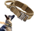 Tactical Dog Collar - Military Adjustable Nylon Heavy Duty Dog Collar with Metal Buckle and Handle for Training (Brown,