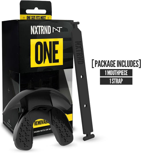 Nxtrnd One Football Mouth Guard with Strap - Fits Adult & Youth (Black)