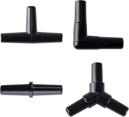 Pawfly 40 Piece Aquarium Airline Tubing Connectors, Black Plastic Inline Valve