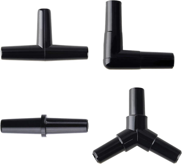 Pawfly 40 Piece Aquarium Airline Tubing Connectors, Black Plastic Inline Valve
