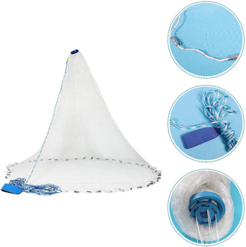 300 FRCOLOR Cast Fishing Net Hand Throw Net with Steel Sinkers Single Monofilament for Saltwater and Freshwater Fishing