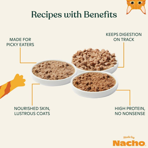 Made by Nacho Premium Minced Wet Canned Cat Food with Hydrating Bone Broth, 5.5 oz (12 Packs, Variety Pack)