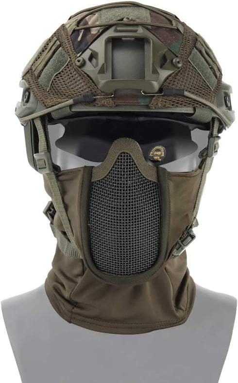 Tactical Full Face Mask Balaclava Cap | Motorcycle Army Airsoft Paintball Headgear | Metal Mesh Hunting Protective Mask