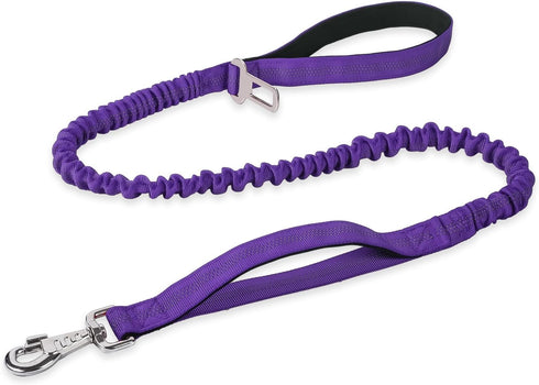 BUMBIN 6Ft Dog Leash for Large Dogs, Bungee Leash with 2 Handles, Heavy Duty for Medium Small Dogs, No Pull, Purple
