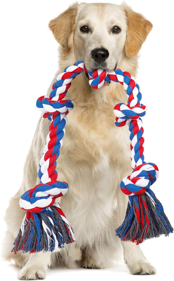 Bmag Dog Rope Toys for Aggressive Chewers, Interactive Heavy Duty Toys for Medium Large Dogs, Tough Twisted Rope with 5