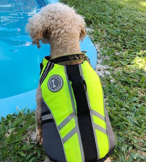 VIVAGLORY Bright Yellow Sports Style Dog Life Vest, Life Jacket for Swimming & Boating, Ripstop Buoyancy with Handle, S