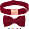 Wine Red Dog Collars for Small Dog - Cute Corduroy Collar with Bow Tie, Safety Metal Buckle Adjustable for Small Medium