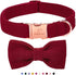 Wine Red Dog Collars for Large Dogs, Cute Corduroy Collar with Bow Tie, Adjustable Safety Metal Buckle, L-Neck 16"-24"