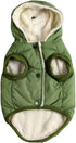 Fleece Lining Extra Warm Dog Hoodie, Green Jacket for Small Dogs with Hooded Design