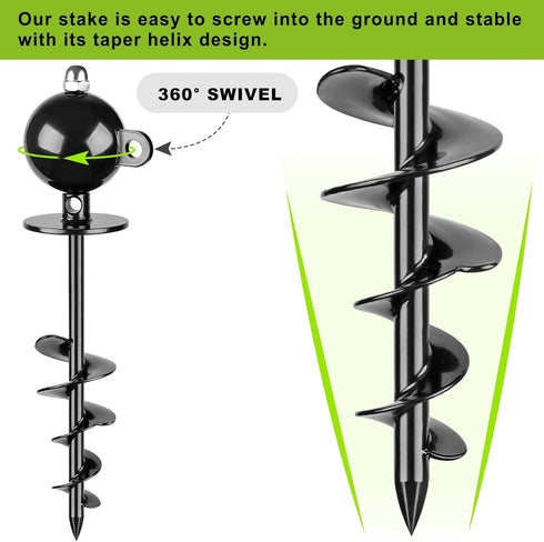 SELEWARE Outdoor Dog Tie Out Stake - Anti-Rust Anchor with Stainless Steel Chains for Large Dogs, 15 ft Long