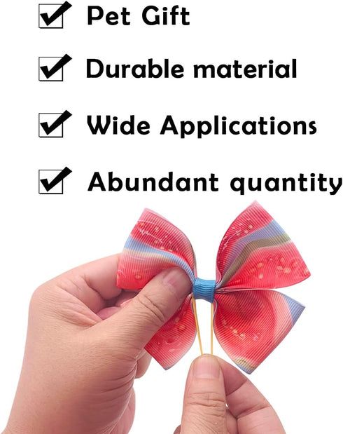 24Pcs/12 4" Summer Pairs Big Dog Hair Bows Fruit for Large Breed Dogs Elastic Hair Bowknot Topknot Girl Female Puppy